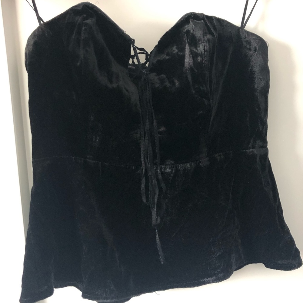 Express strapless black velvet top